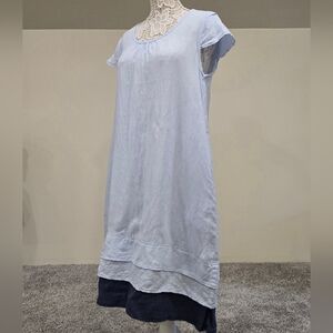 Malvin Hamburg Linen Dress Blue Sz XL